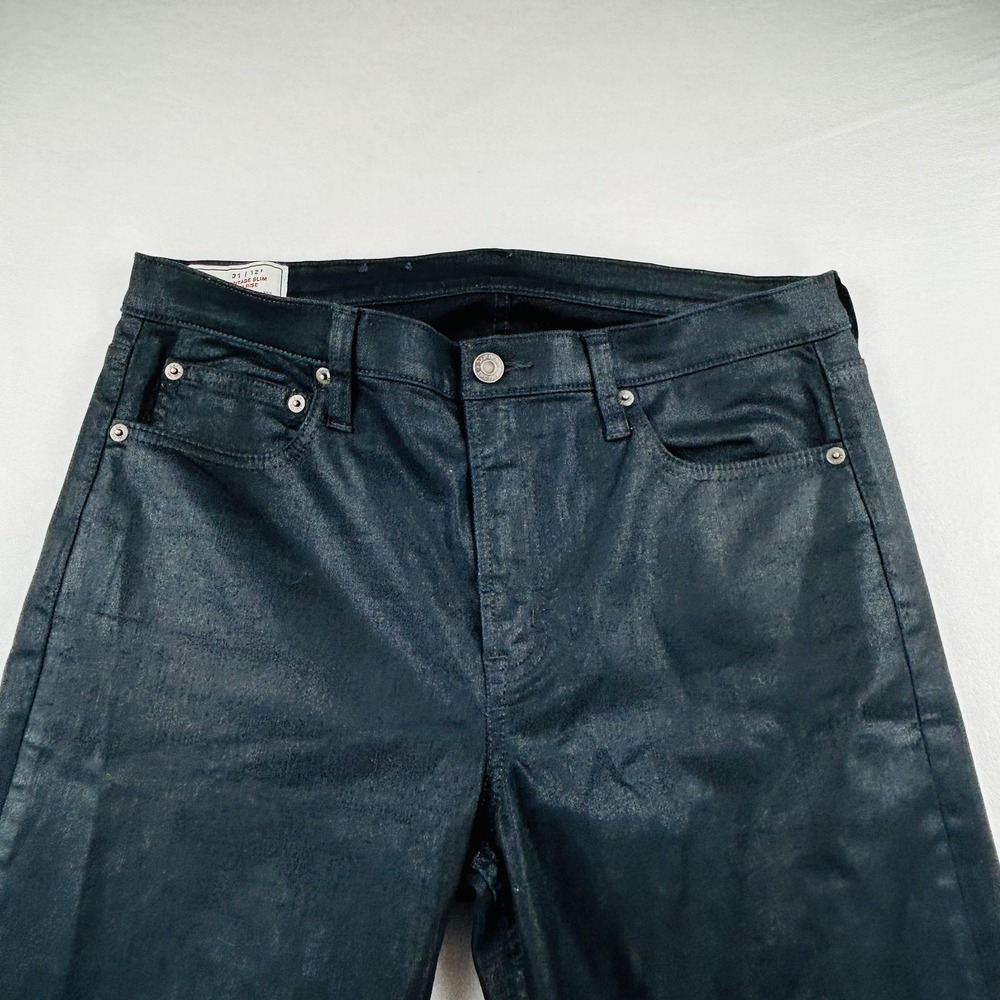 GAP Jeans Womens 12 Tall Black Vintage Slim Mid Rise Coated Denim Stretch Shiny - Picture 10 of 16